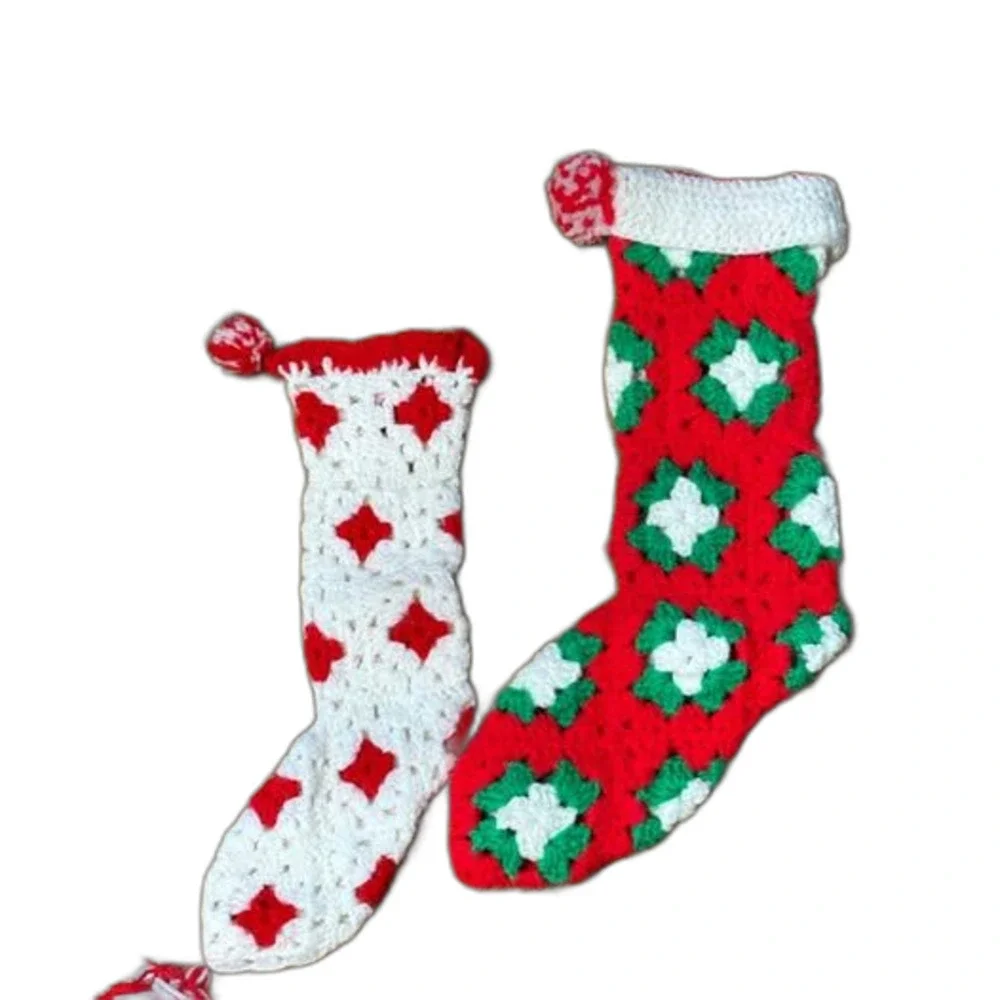 Crocheted tree skirt and stockings cottagecore